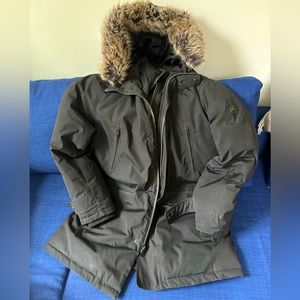 Black Michael Kors parka with fur lined hoody Size Large